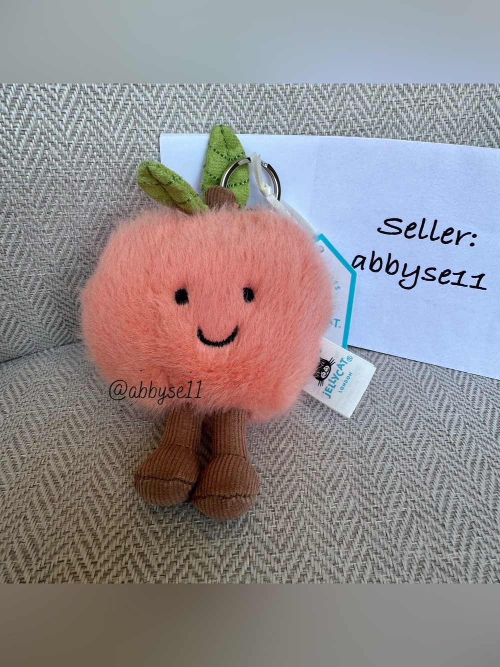 Jellycat Amuseables Peach Bag Charm - Authentic - New With Tags - Fast Ship